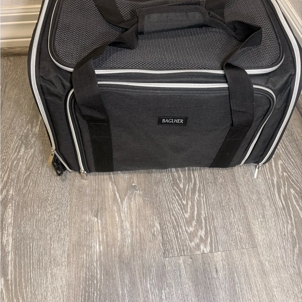 Black Foldable Mesh Cat Carrier Travel Bag with Multiple Openings